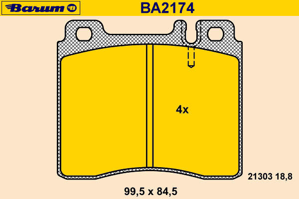 Комплект тормозных колодок, дисковый тормоз BARUM BA2174