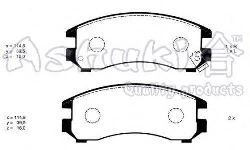 Комплект тормозных колодок, дисковый тормоз ASHUKI K012-05