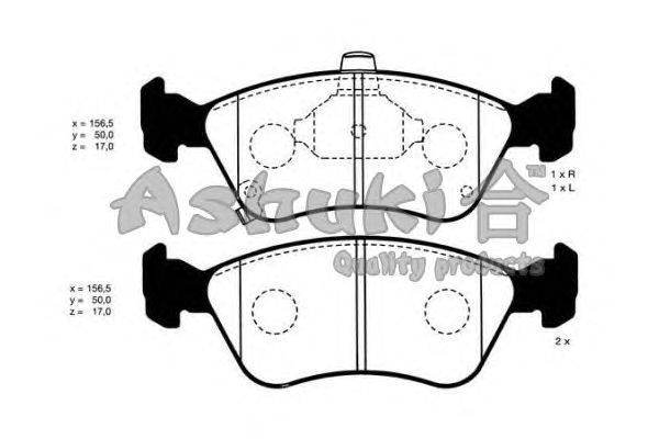 Комплект тормозных колодок, дисковый тормоз ASHUKI T11257J