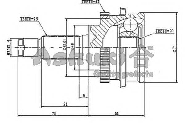 Шарнирный комплект, приводной вал ASHUKI K078-21