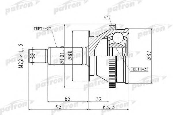 Шарнирный комплект, приводной вал PATRON PCV8728