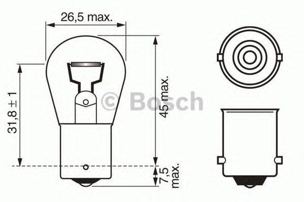 Лампа накаливания, фонарь указателя поворота; Лампа накаливания, фонарь сигнала тормож./ задний габ. огонь; Лампа накаливания, фонарь сигнала торможения; Лампа накаливания, задняя противотуманная фара; Лампа накаливания, фара заднего хода; Лампа накаливания, задний гарабитный огонь BOSCH 1987302280