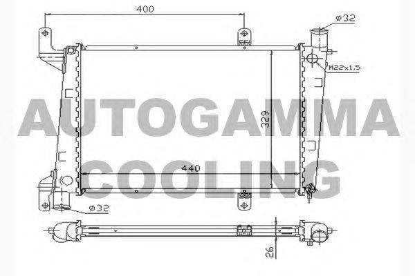 Радиатор, охлаждение двигателя AUTOGAMMA 104751