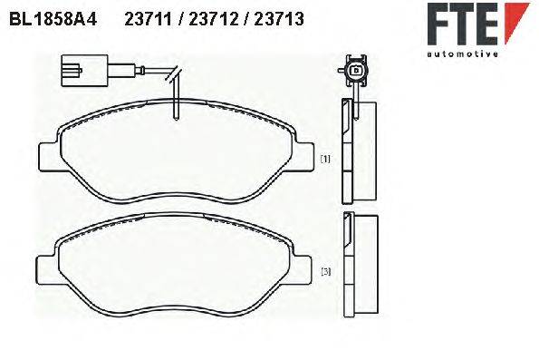 Комплект тормозных колодок, дисковый тормоз FTE 23712