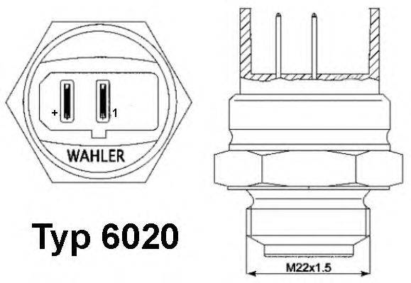 Термовыключатель, вентилятор радиатора; Термовыключатель, вентилятор радиатора WAHLER 602095D