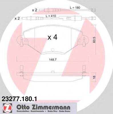 Комплект тормозных колодок, дисковый тормоз ZIMMERMANN 232771801