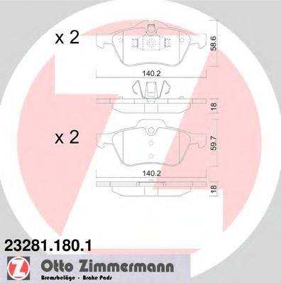 Комплект тормозных колодок, дисковый тормоз ZIMMERMANN 23281.180.1