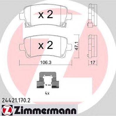 Комплект тормозных колодок, дисковый тормоз ZIMMERMANN 244211702