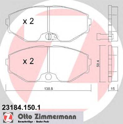 Комплект тормозных колодок, дисковый тормоз ZIMMERMANN 23184