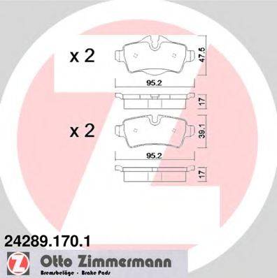 Комплект тормозных колодок, дисковый тормоз ZIMMERMANN 242891701