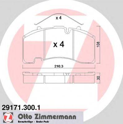 Комплект тормозных колодок, дисковый тормоз ZIMMERMANN 291713001