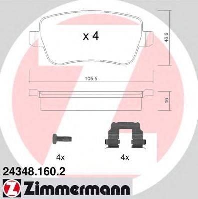 Комплект тормозных колодок, дисковый тормоз ZIMMERMANN 24348.160.2