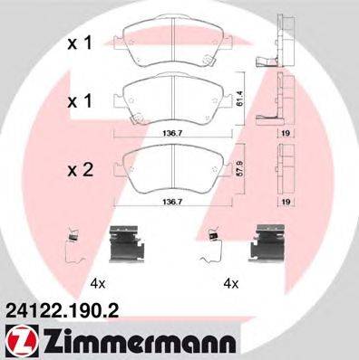Комплект тормозных колодок, дисковый тормоз ZIMMERMANN 241221902