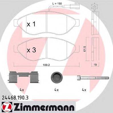 Комплект тормозных колодок, дисковый тормоз ZIMMERMANN 24468.190.3