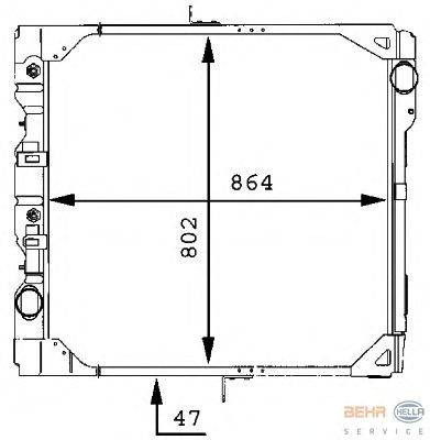 Радиатор, охлаждение двигателя BEHR HELLA SERVICE 8MK 376 709-331