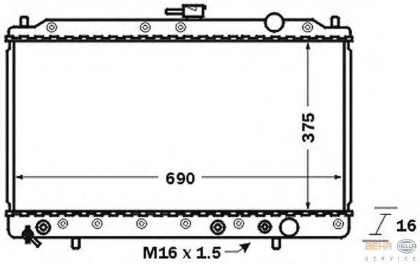 Радиатор, охлаждение двигателя BEHR HELLA SERVICE 8MK 376 727-501