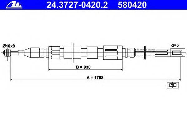 Трос, стояночная тормозная система ATE 24.3727-0420.2