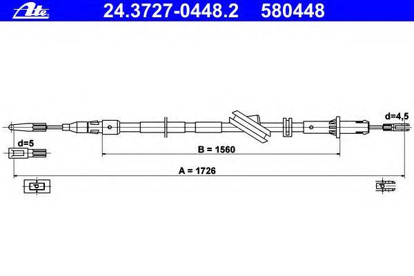 Трос, стояночная тормозная система ATE 24.3727-0448.2