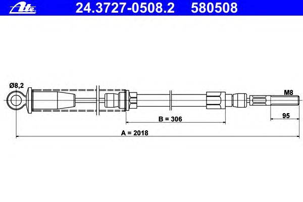 Трос, стояночная тормозная система ATE 24.3727-0508.2
