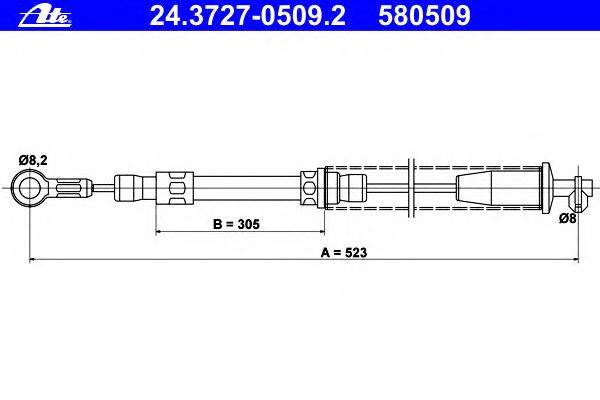 Трос, стояночная тормозная система ATE 24.3727-0509.2
