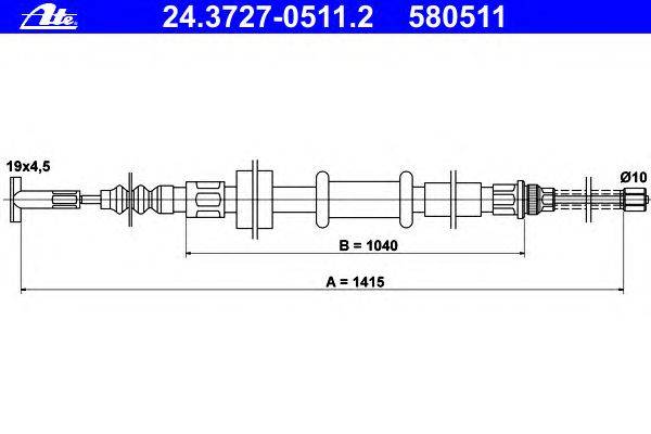 Трос, стояночная тормозная система ATE 24.3727-0511.2
