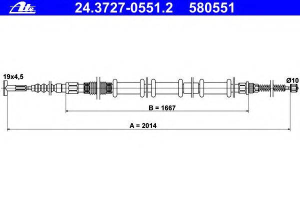 Трос, стояночная тормозная система ATE 24.3727-0551.2