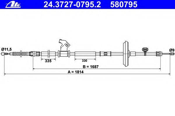 Трос, стояночная тормозная система ATE 24372707952