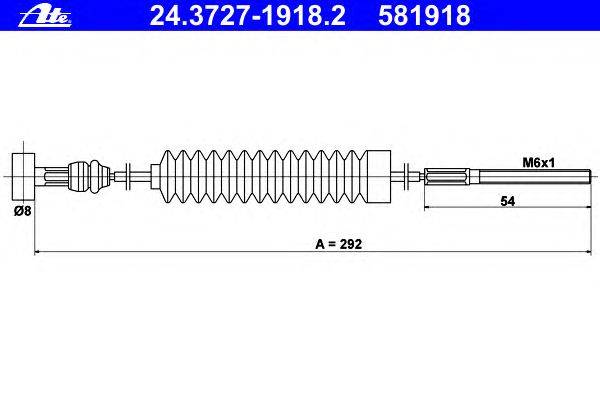 Трос, стояночная тормозная система ATE 24.3727-1918.2