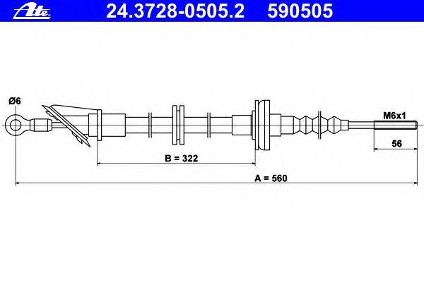 Трос, управление сцеплением ATE 24.3728-0505.2