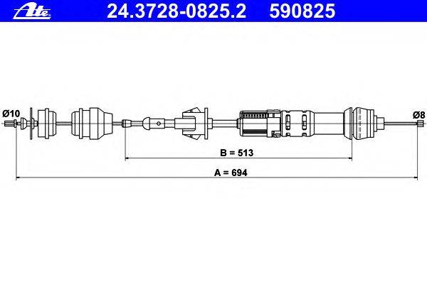 Трос, управление сцеплением ATE 24.3728-0825.2