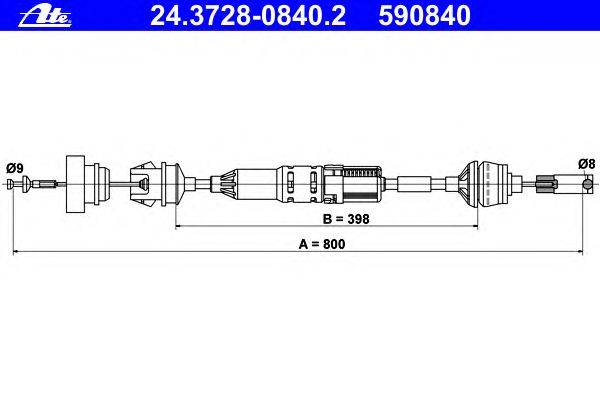 Трос, управление сцеплением ATE 24.3728-0840.2
