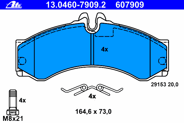 Комплект тормозных колодок, дисковый тормоз ATE 13.0460-7909.2