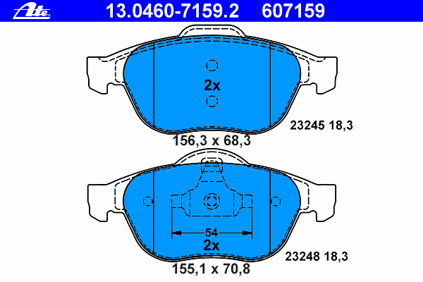 Комплект тормозных колодок, дисковый тормоз ATE 23248