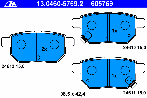 Комплект тормозных колодок, дисковый тормоз ATE 24610
