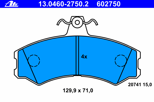 Комплект тормозных колодок, дисковый тормоз ATE 13.0460-2750.2