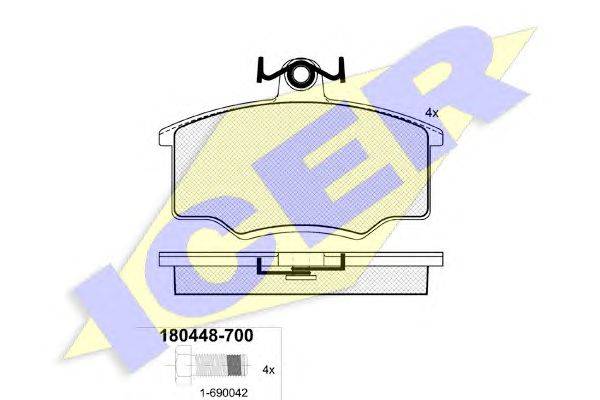 Комплект тормозных колодок, дисковый тормоз ICER 180448
