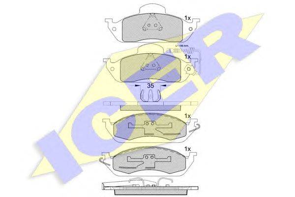 Комплект тормозных колодок, дисковый тормоз ICER 21903