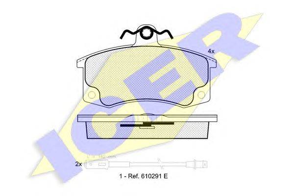 Комплект тормозных колодок, дисковый тормоз ICER 181308