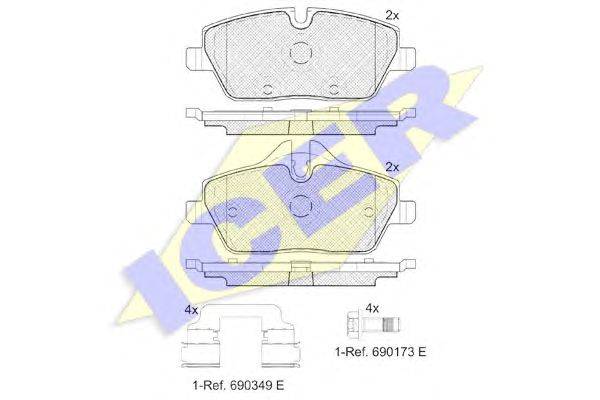 Комплект тормозных колодок, дисковый тормоз ICER 181662-200