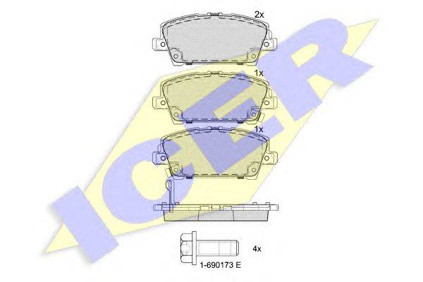 Комплект тормозных колодок, дисковый тормоз ICER 181773