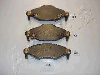 Комплект тормозных колодок, дисковый тормоз ASHIKA 50-02-204