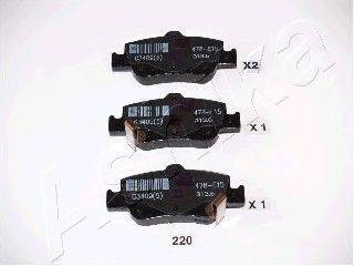 Комплект тормозных колодок, дисковый тормоз ASHIKA 51-02-220