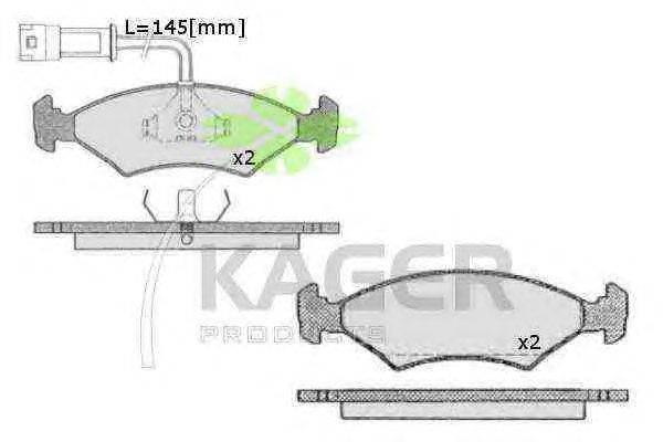 Комплект тормозных колодок, дисковый тормоз KAGER 20752