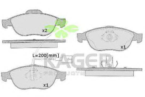 Комплект тормозных колодок, дисковый тормоз KAGER 35-0644