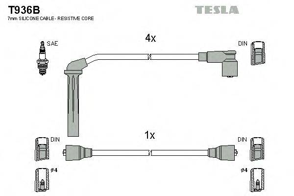 Комплект проводов зажигания TESLA T936B