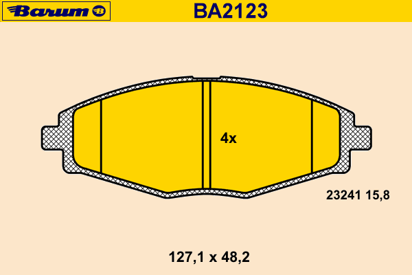 Комплект тормозных колодок, дисковый тормоз BARUM BA2123