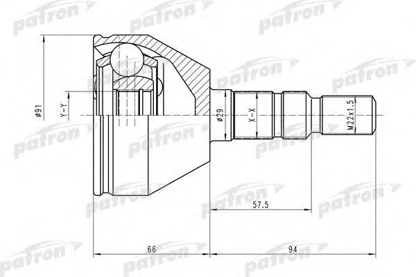 Шарнирный комплект, приводной вал PATRON PCV1613