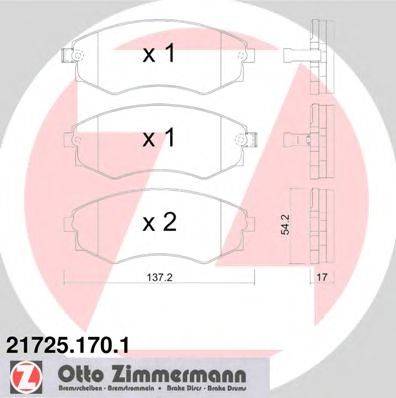 Комплект тормозных колодок, дисковый тормоз ZIMMERMANN 21727