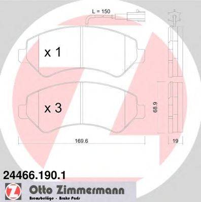 Комплект тормозных колодок, дисковый тормоз ZIMMERMANN 24466.190.1