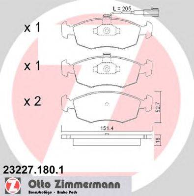 Комплект тормозных колодок, дисковый тормоз ZIMMERMANN 23227.180.1